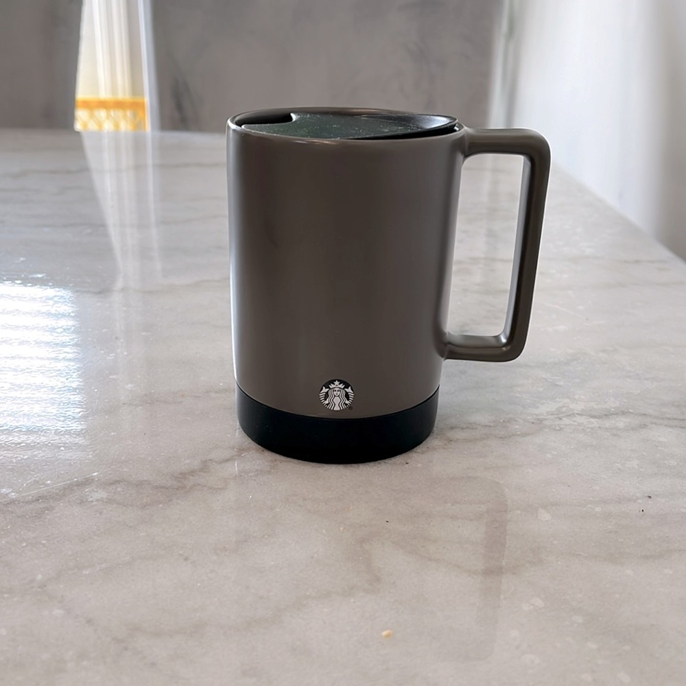 Starbucks Gray Non Slip Ceramic Mug with Lid